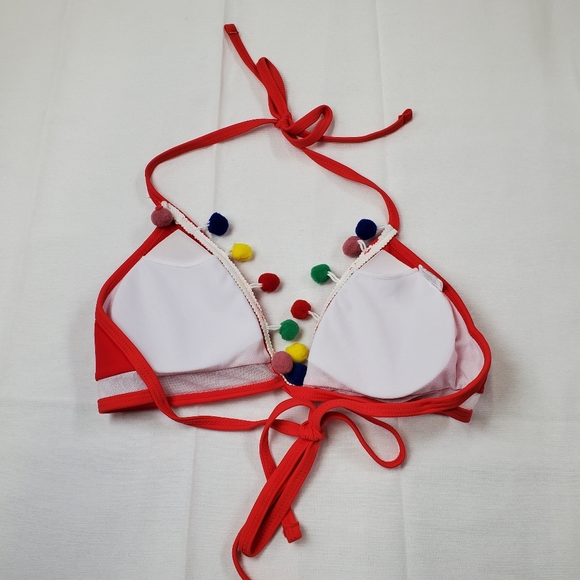 Two Piece Bikini with Pom Pom Embellishments Small - Picture 6 of 9